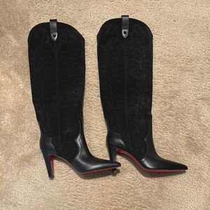 Christian Louboutin-Santia Botta 85MM Suede-Leather Boots  no Box, no dust bag